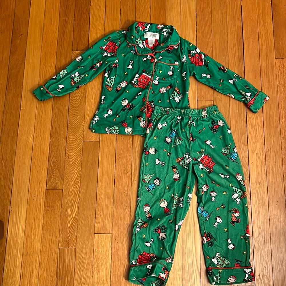 Green Kids Pajamas with Festive Print